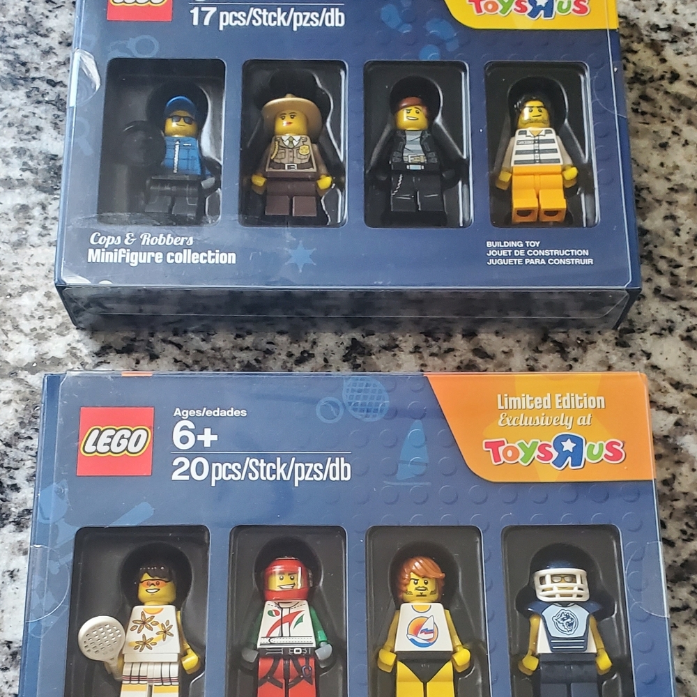 Lego mini figures cops and robbers #5004574, athletes #5004573